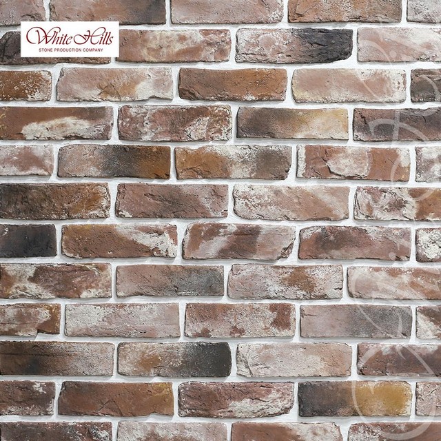 Плитка Рейн брик 347-90 (микс с рыже-черными прокрасами) White Hills цемент (240-268)*(65-78)мм