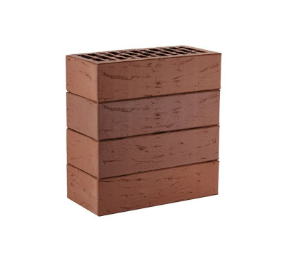 Кирпич облицовочный ЛСР коричневый рустик, утолщенные стенки, М175, 250*120*65 мм  