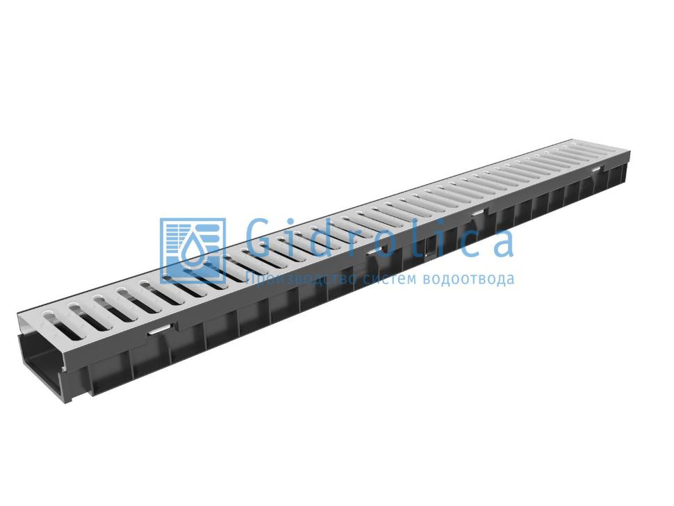 Комплект Gidrolica Light лоток водоотводный пластиковый с решеткой