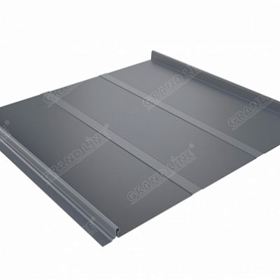 Фальцевая кровля Grand Line Кликфальц Профи PE 0,45 мм. RAL 9006 (бело-алюминиевый)