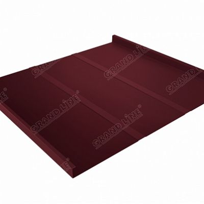 Фальцевая кровля Grand Line Фальц двойной стоячий Line Satin 0,5 мм RAL 3005 (красное вино)