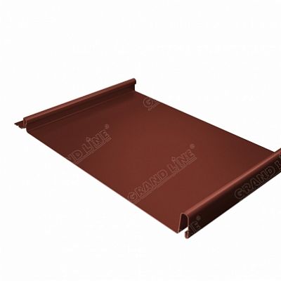 Фальцевая кровля Grand Line Кликфальц Velur20 0,5 мм. RAL 8004 (коричневая медь)