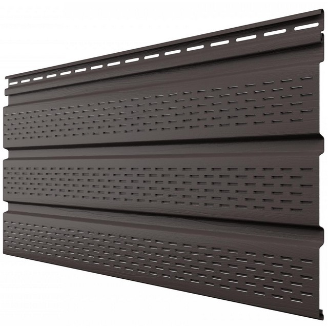 Софит пластиковый тройной, перфорированный Пекан 3000*340мм ТехноНИКОЛЬ