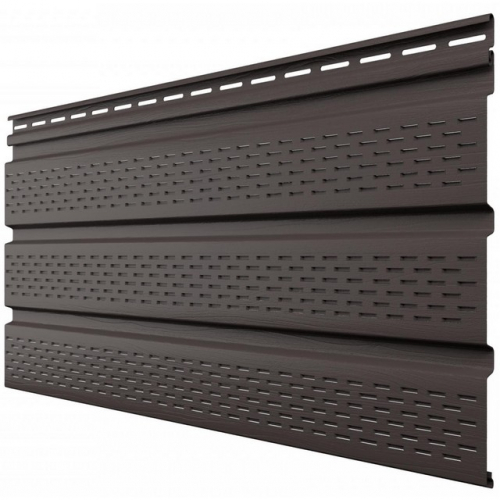 Софит пластиковый тройной, перфорированный Пекан 3000*340мм ТехноНИКОЛЬ