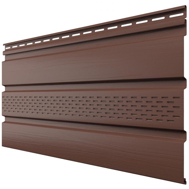 Софит пластиковый тройной, центральная перфорация Каштан 3000*340мм ТехноНИКОЛЬ