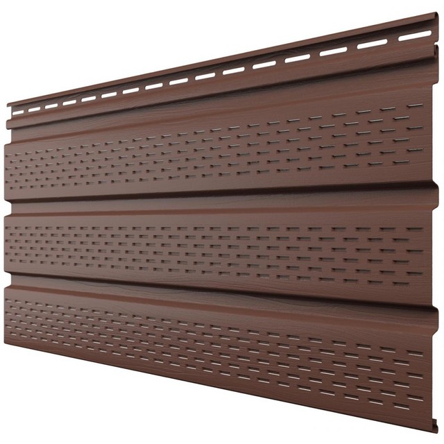 Софит пластиковый тройной, перфорированный Каштан 3000*340мм ТехноНИКОЛЬ