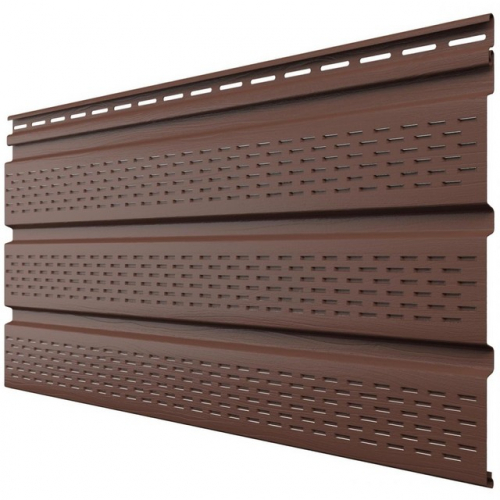 Софит пластиковый тройной, перфорированный Каштан 3000*340мм ТехноНИКОЛЬ