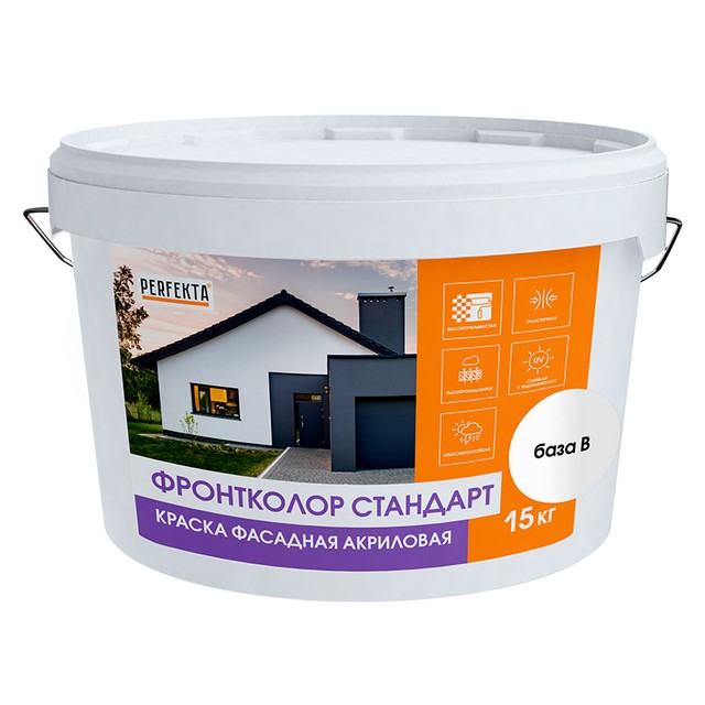 Краска фасадная база акриловая Perfekta Фронтколор Стандарт база В белый 15кг