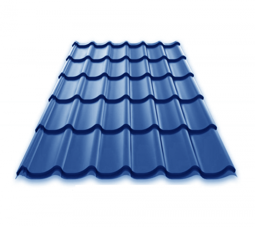 Металлочерепица Монтеррей 0.5±0.08мм Полиэстер Россия/Азия RAL 5005 (синий) Металлик и КО