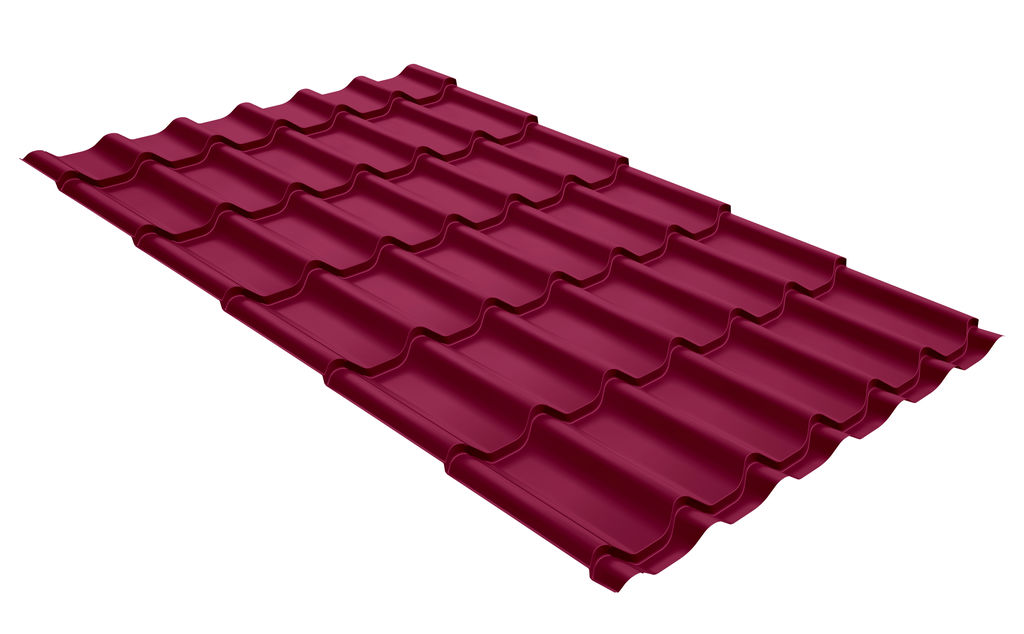 Металлочерепица Монтеррей 0.5±0.08мм Полиэстер Россия/Азия RAL 3005 (вишневый) Металлик и КО