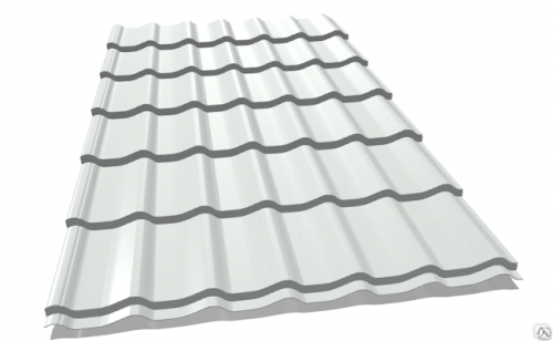 Металлочерепица Монтеррей 0.5±0.08мм Полиэстер Россия/Азия RAL 9003 (белый) Металлик и КО