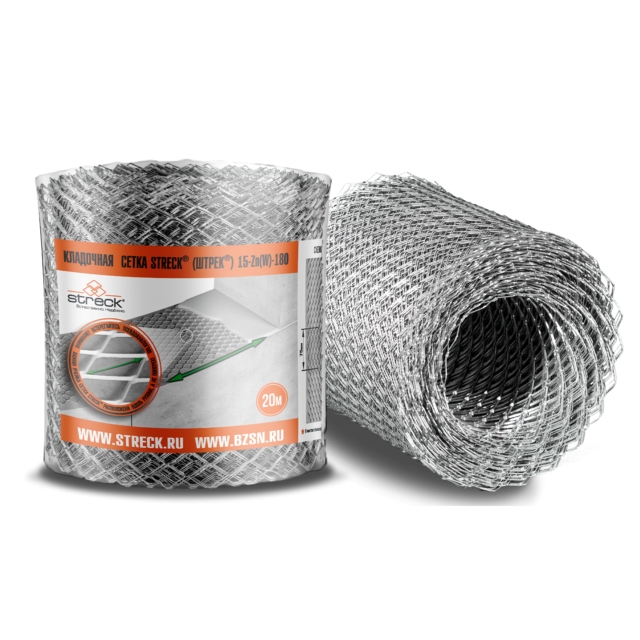 Сетка кладочная ЦПВС Штрек сталь оцинкованная 15х15х 1,5мм 0.18х 20.0м рулон ТУ