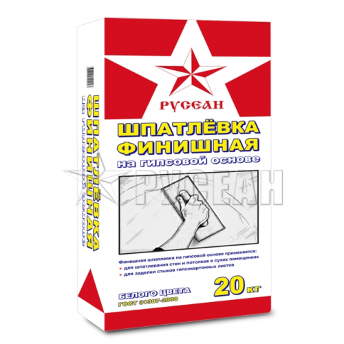 Шпаклевка гипсовая Русеан Финишная гипсовая белый 20кг