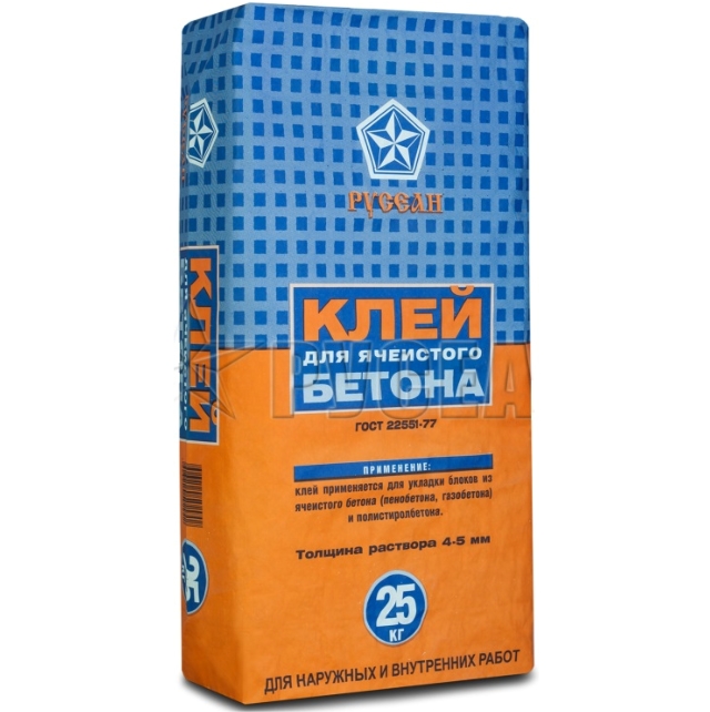 Клей Русеан для ячеистого бетона 25кг