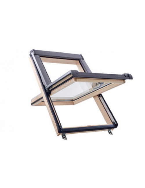 Окно мансардное WDT R45 H N AL с электроприводом HE_ дерево ROTO