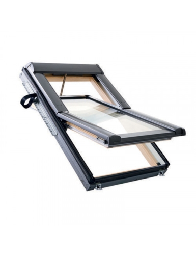 Окно мансардное WDT R68CH N WD AL с электроприводом HE_ дерево ROTO